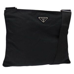 Authentic PRADA Shoulder Bag Nylon Black Silver